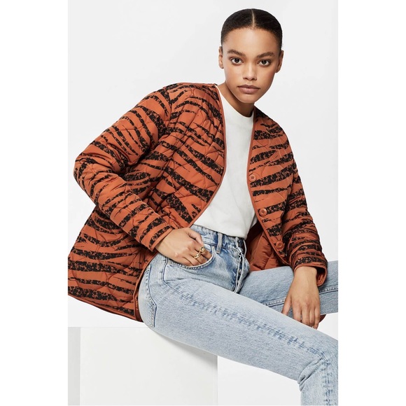 NWT Anine Bing Andy Bomber Quilted Jacket Color Rust Zebra Size XS - Picture 3 of 16